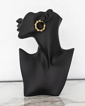 Gold Bamboo Hoop Earrings