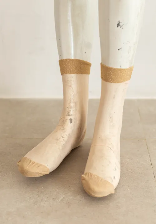 Nude and Gold Sheer Socks