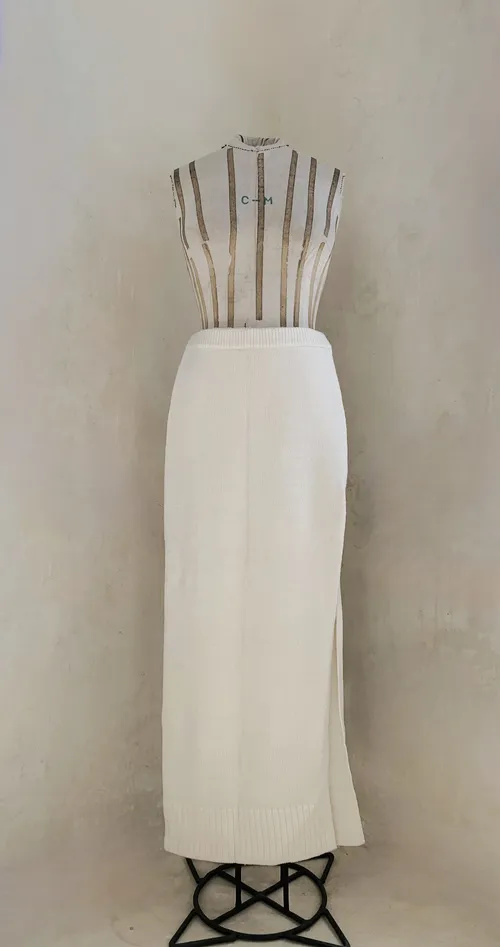 Knitted Long White Skirt