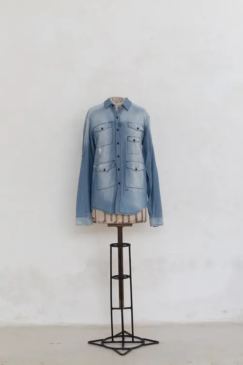  Faded Stonewashed Denim Shirt