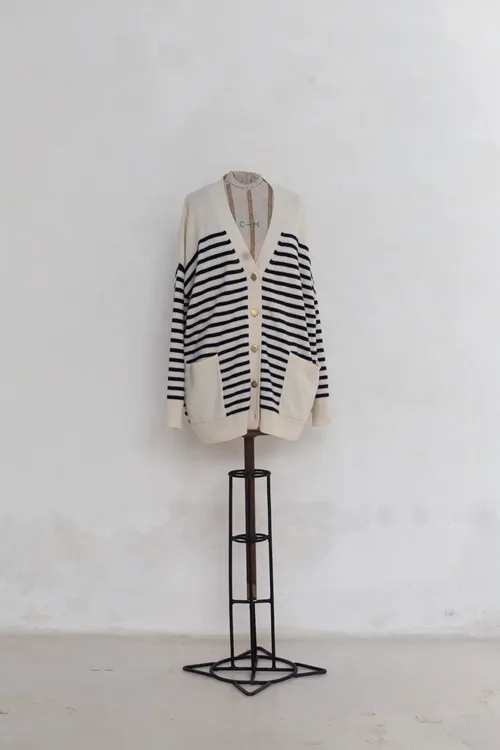 Stripe wool cardigan