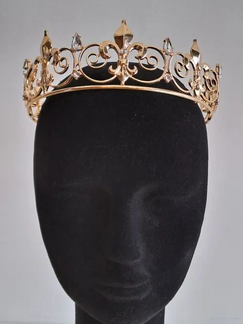 Gold Crown with White Rhinestones