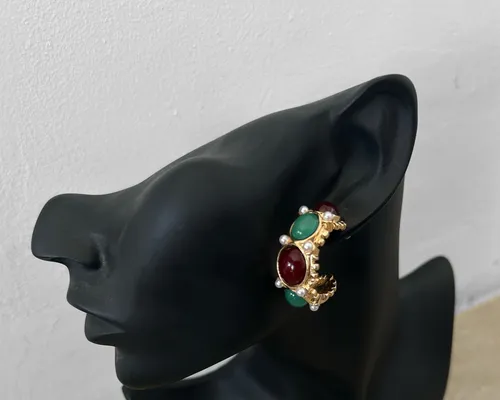 Gold Multistone Hoop Earrings