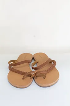 Leather Sandals with Braided Straps 