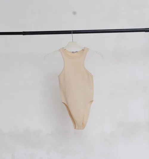 Cream Round Neck Bodysuit