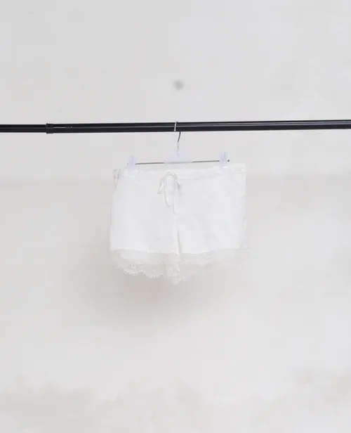 White Shorts with Lace Inserts