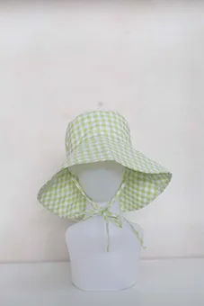 Green and White Chequered Bucket Hat