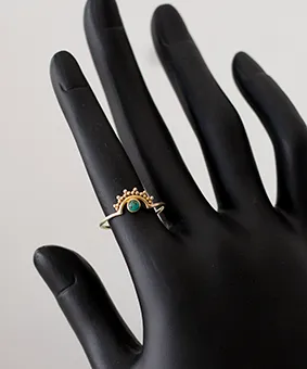 Turquoise and Gold Beads Ring