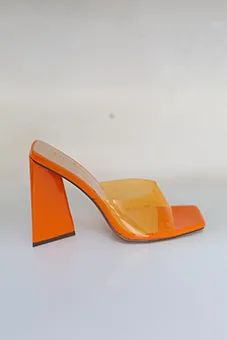 Orange Sandals with Block Heels