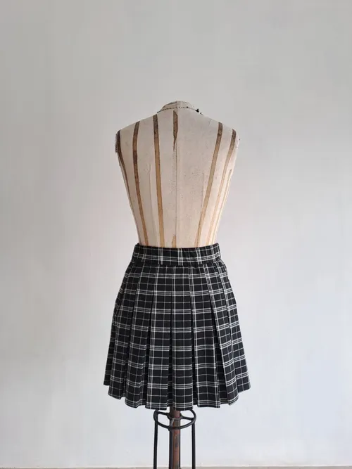 Tartan Pleat Mini Skirt