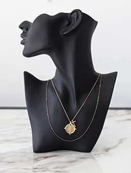 Thin Gold Chain with Compass and Cross Pendant