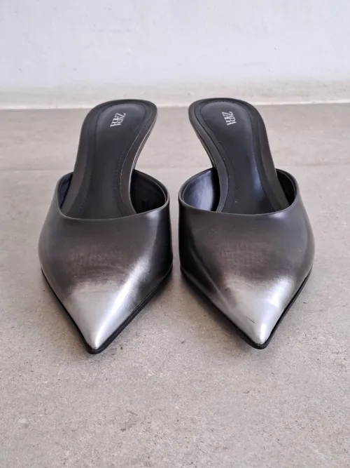 Ombre Black and Silver Mules Stiletto