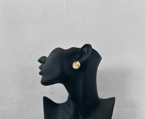 Gold Textured Round Earrings