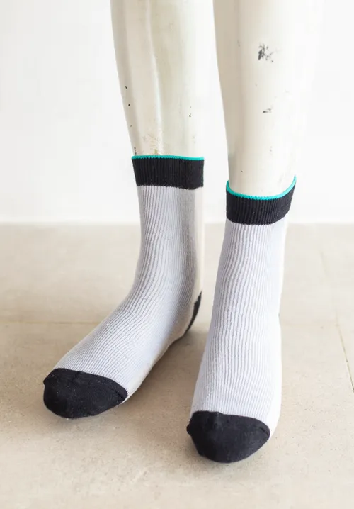 Grey and Black Ribbed Socks