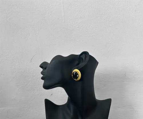 Vintage Gold and Black Round Earrings