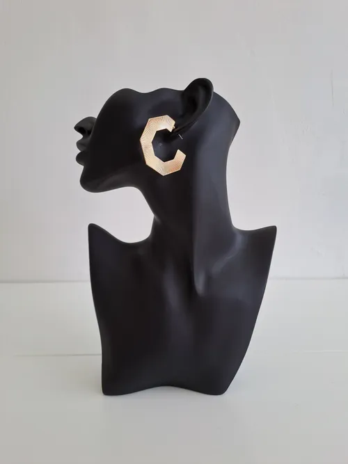 Hexagon Gold Earrings