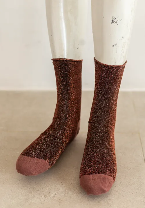 Maroon Glitter Socks