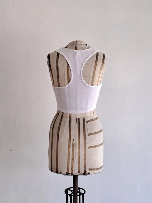 White V-Neck Crop Top