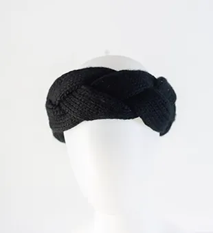 Black Wool Braided Head Band