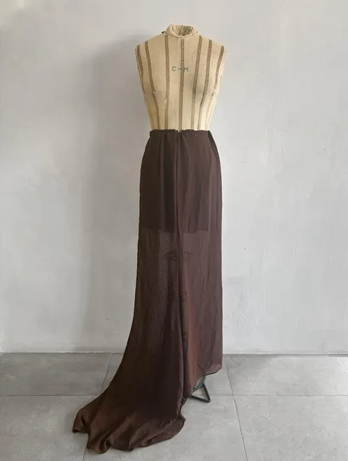 Dark Brown Sheer Long Skirt