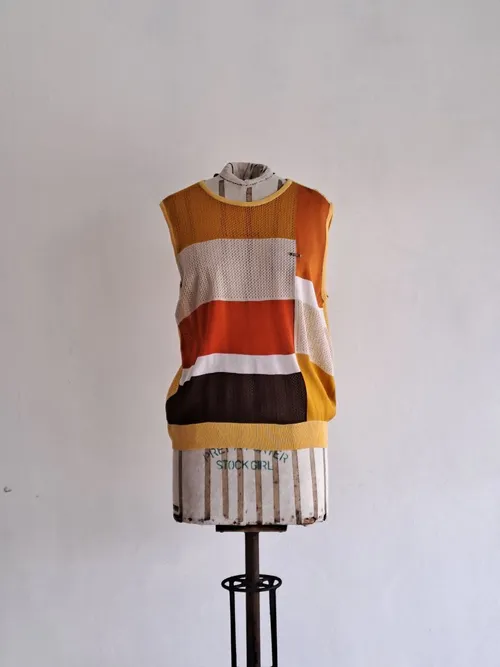 Yellow Squared Knitted Vest