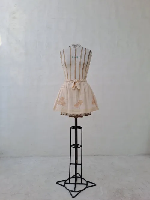 Innika Choo Peach Short Skirt with Flowers Embroidered