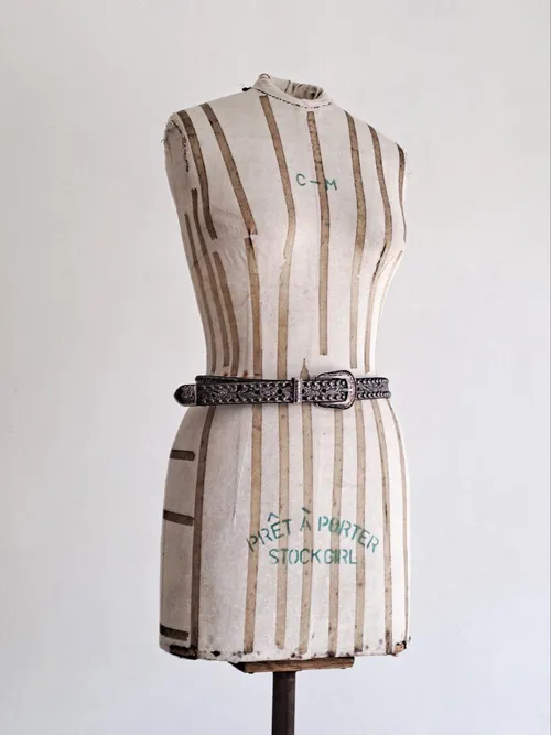 Black Studded Belt with Silver Design