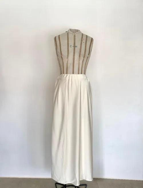 Silk Ivory Midi Skirt
