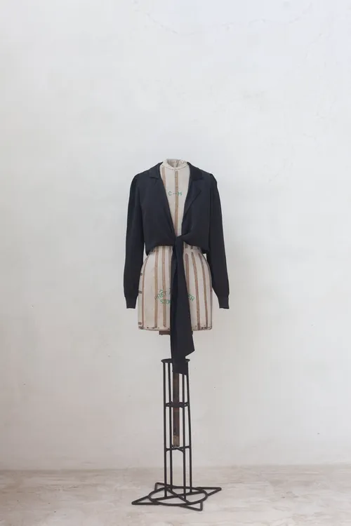 Black Blouse with Front Tie