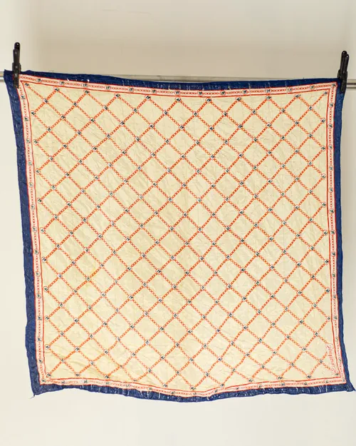 Red, Cream and Navy Printed Scarf