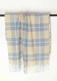Yellow and Blue Tartan Scarf