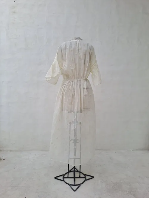 Innika Choo Pale Yellow Long Dress with Flowers Pattern