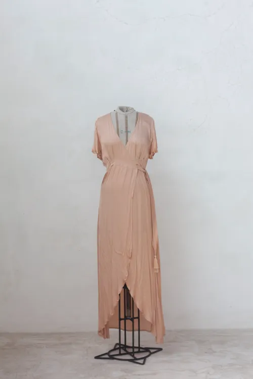 Pink Silk Wrap Dress