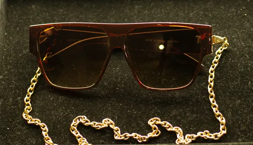 Brown Sunglasses with Gold Chain