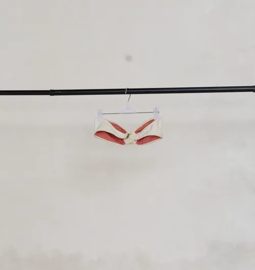 White Strapless Bikini Top with Gold Ring