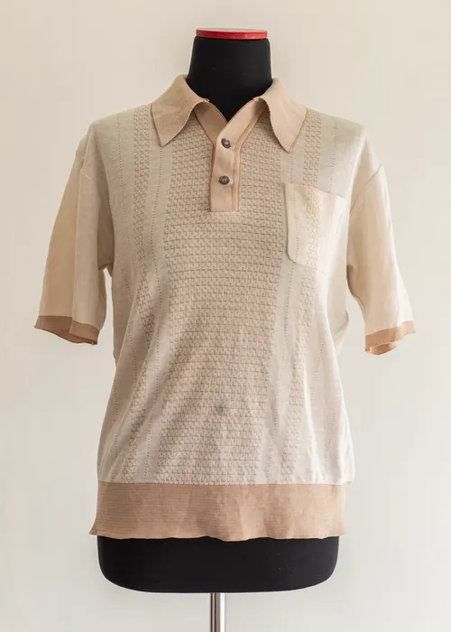 Beige and Light Brown Retro Knitted Shirt