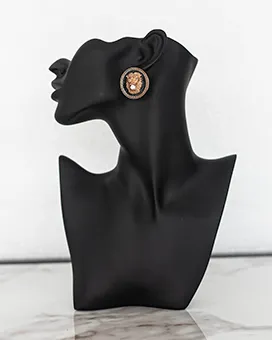 Vintage Style Round Earrings with Lion Emblem