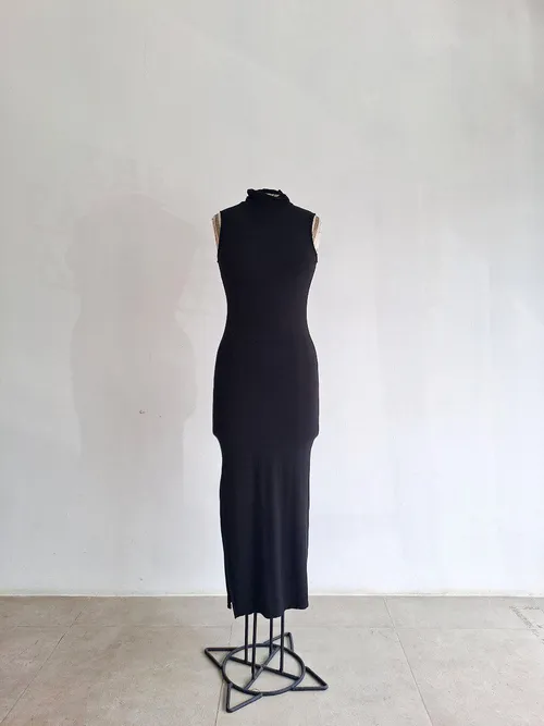 Black Turtleneck Long Dress 