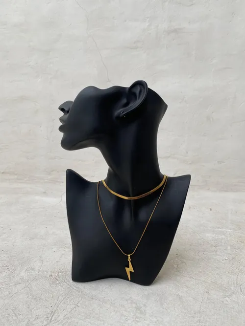 Double Gold Chain Lightning Bolt Necklace