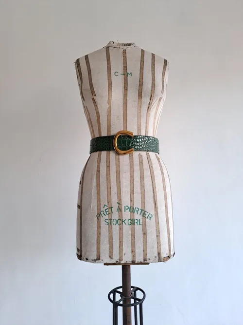 Green Snake Skin Gold Buckle Belt