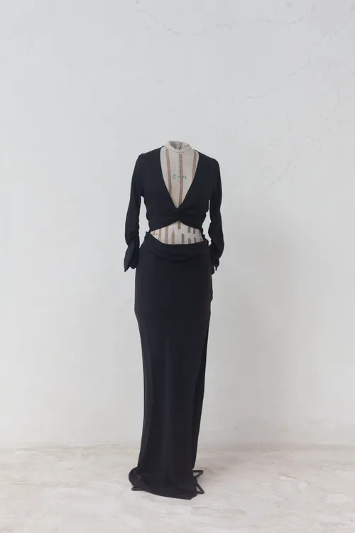 Long Black Cutout Dress 