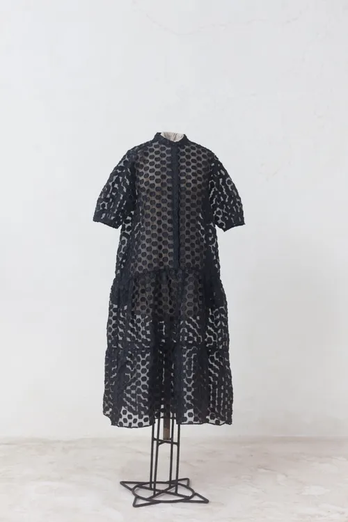 Black Sheer Polka Dot Dress