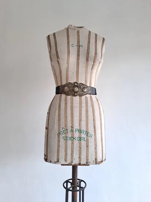 Vintage Buckle Black Elastic Belt