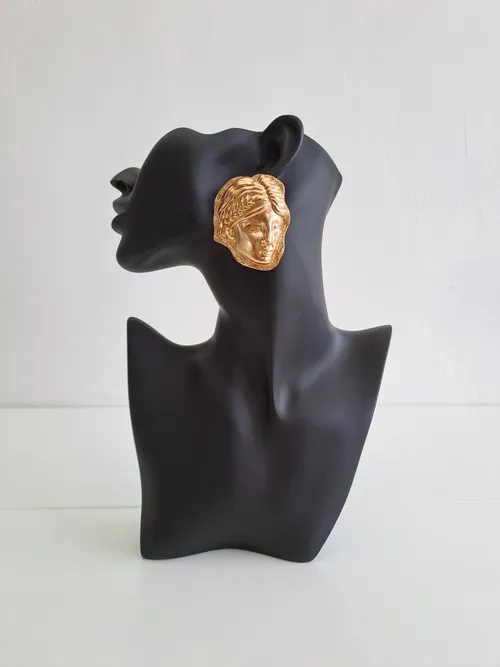 Gold Face Stud Earrings