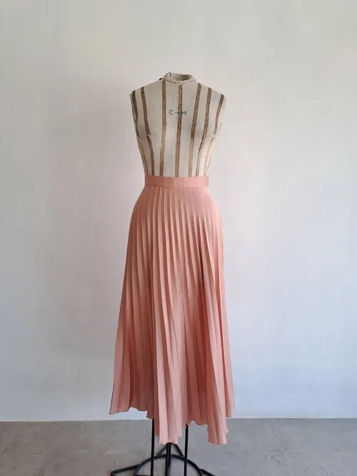 Pink Silk Plisee Skirt