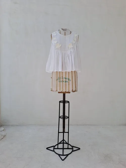 Innika Choo White Sleeveless Blouse with Yellow Flowers