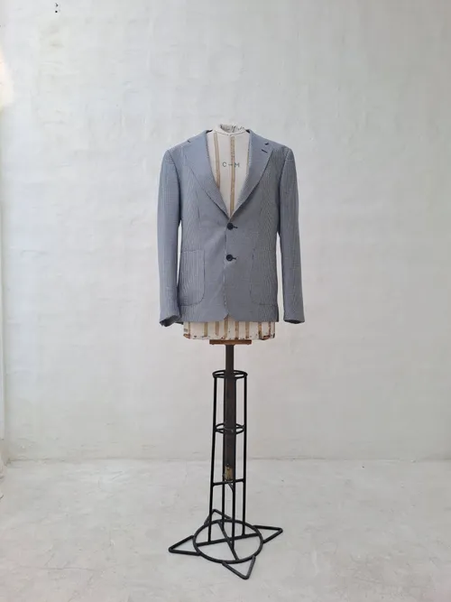 Dan John Men's Houndstooth Blue Blazer