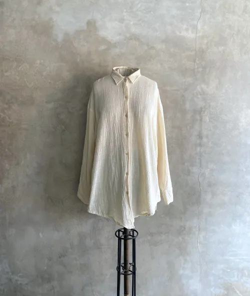 Off White Linen Long Sleeve Shirt