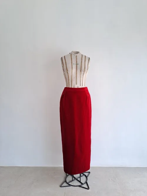 Red Velvet Maxi Skirt