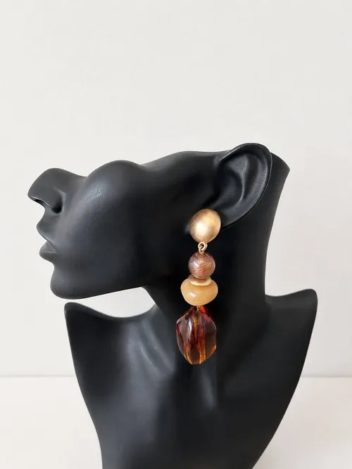 Amber Beaded Drop Earrings